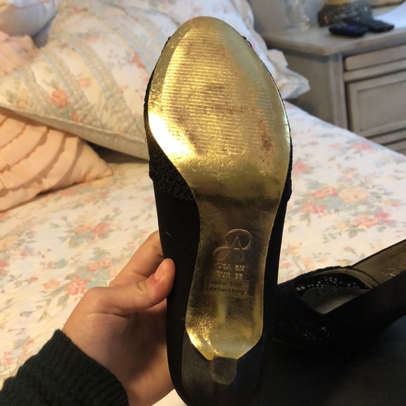 Adrianna Papell Black Satin Heels - Picture 3 of 6